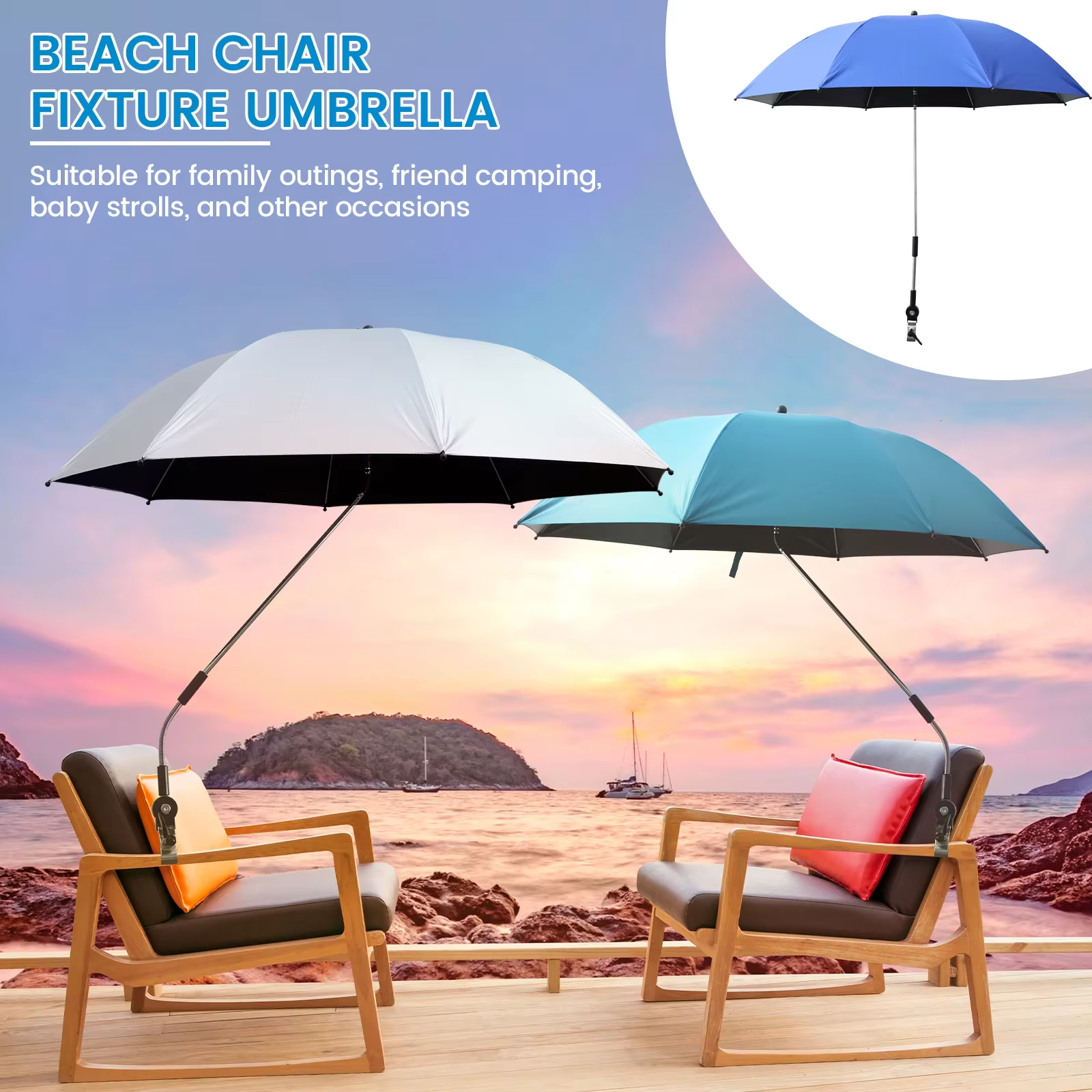 Sombrilla plegable con abrazadera para silla paseo y carrito mascotas - imagen 2