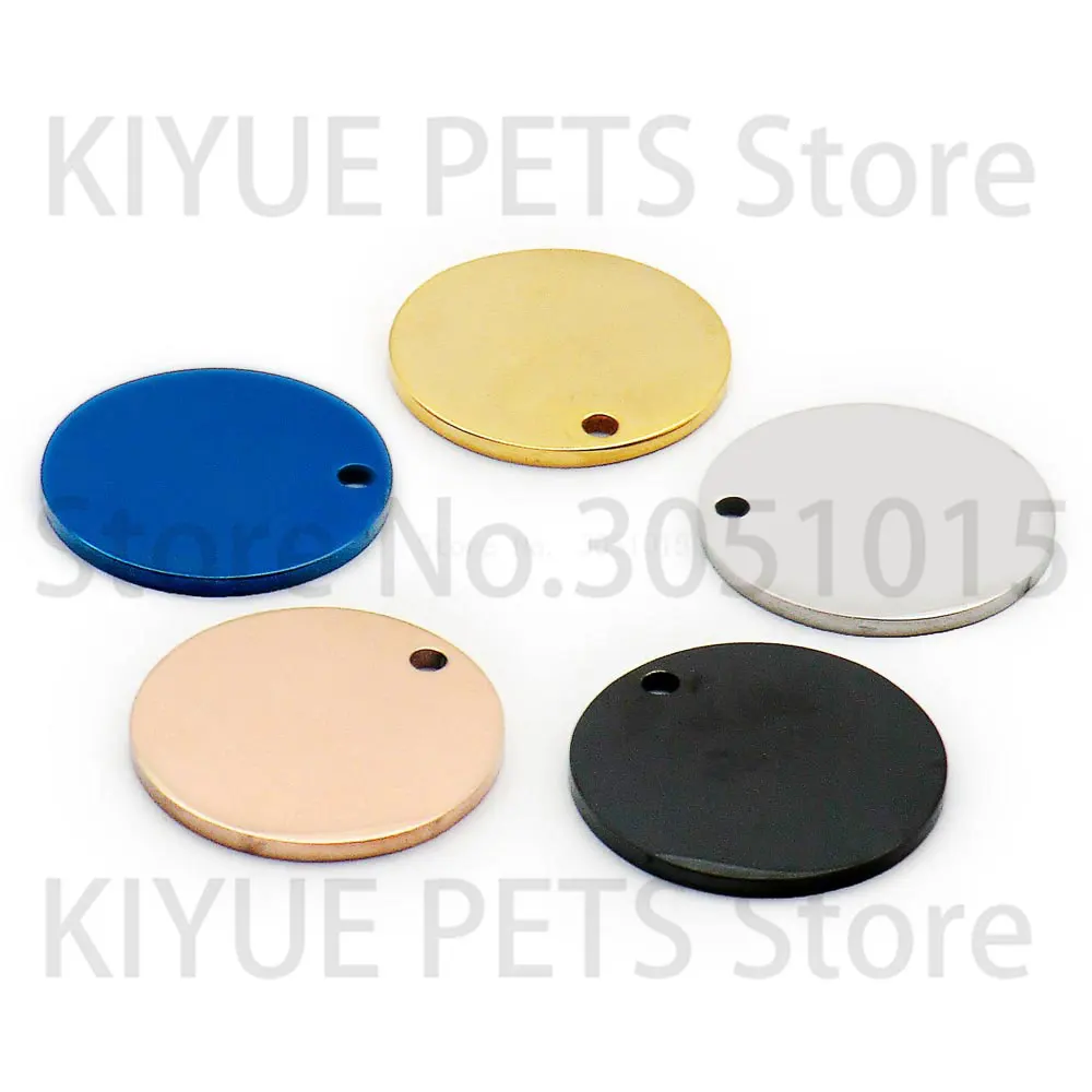 Etiqueta redonda de acero inoxidable para perro KIYUE