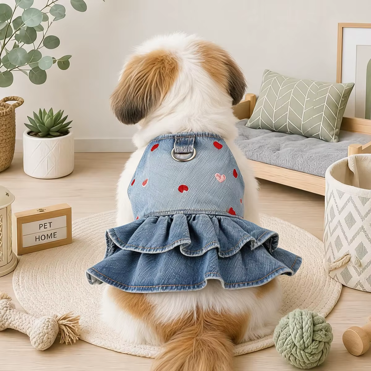 Vestido vaquero bordado para perros pequeños – Otoño/Invierno - imagen 2