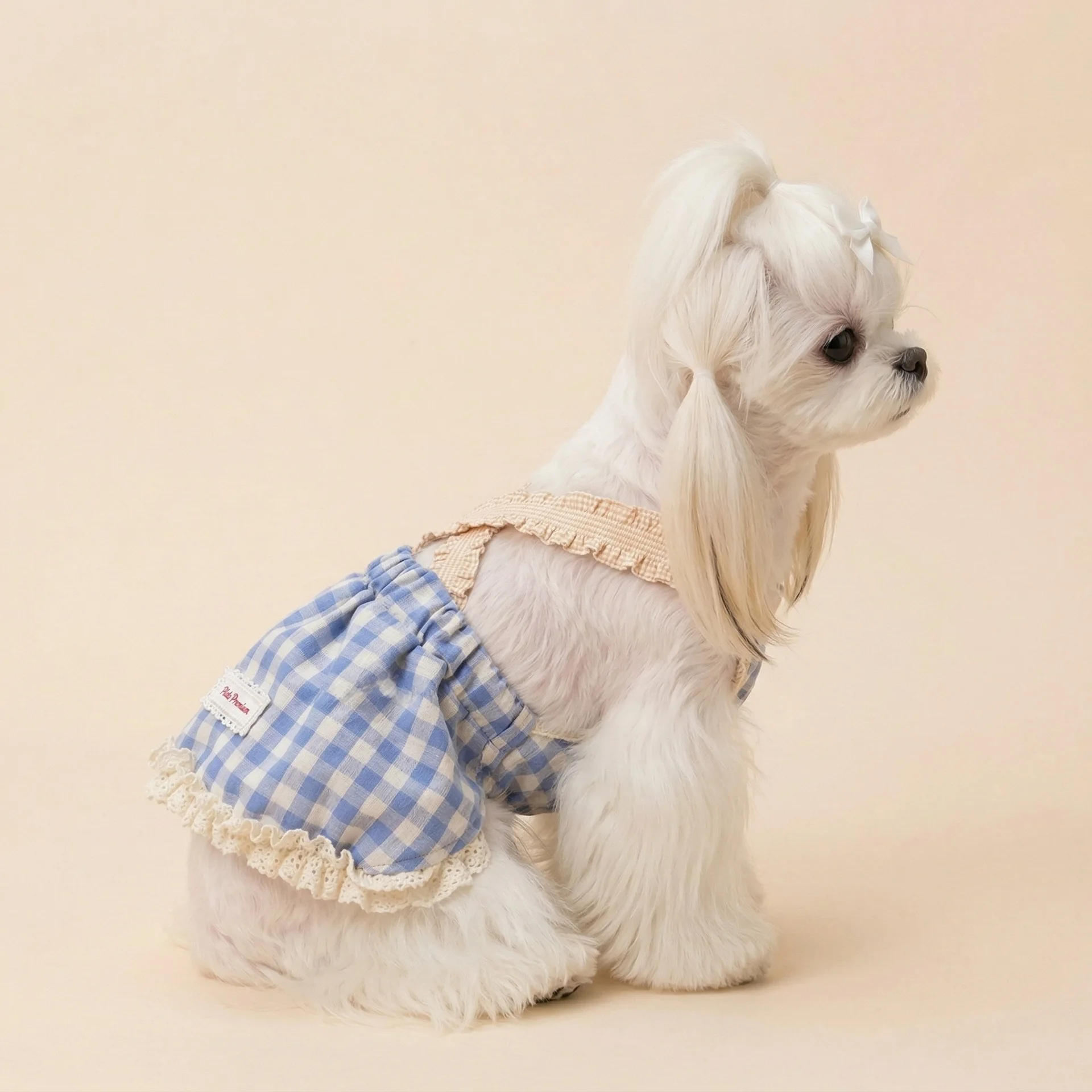 Vestido a cuadros con falda de calabaza para perros pequeños - imagen 5