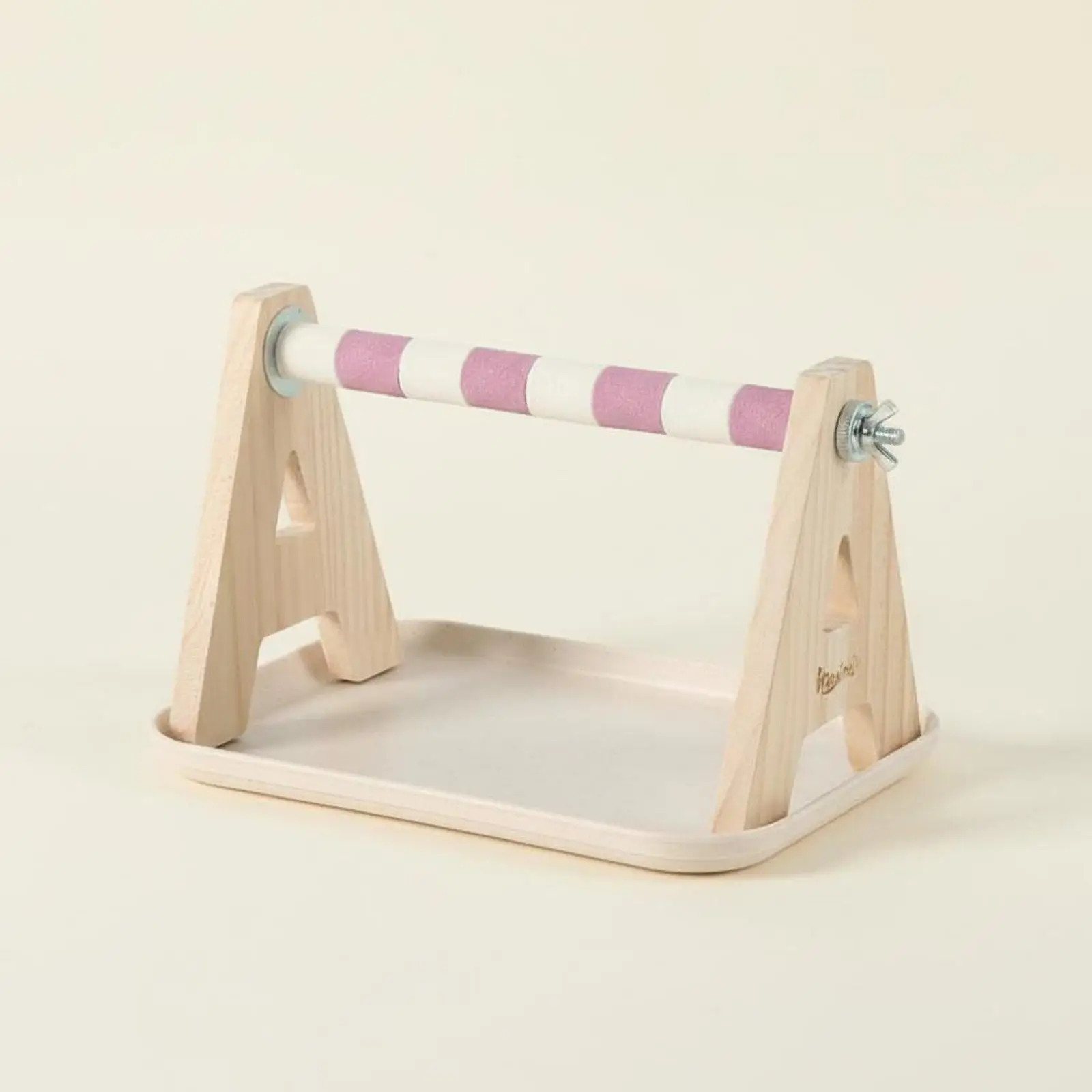 Plataforma madera natural para loros – Juego, entrenamiento y aseo