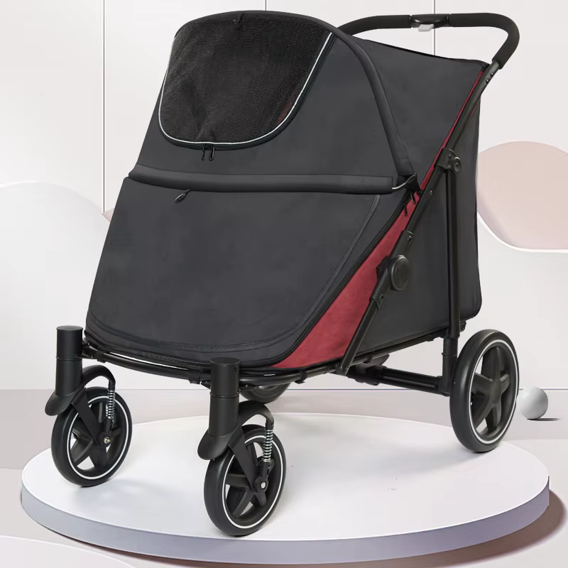 Carrito Paseos Perros Grandes y Mayores – Plegable, Seguro y Transpirable