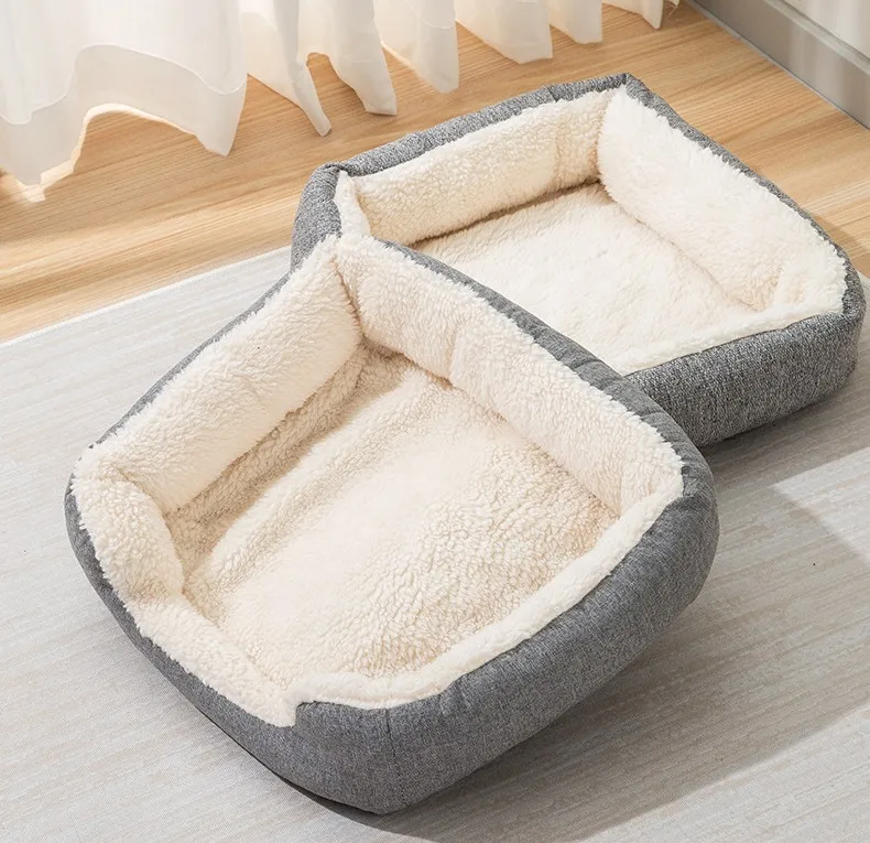 Cama sofa de felpa para mascotas con bordure suave