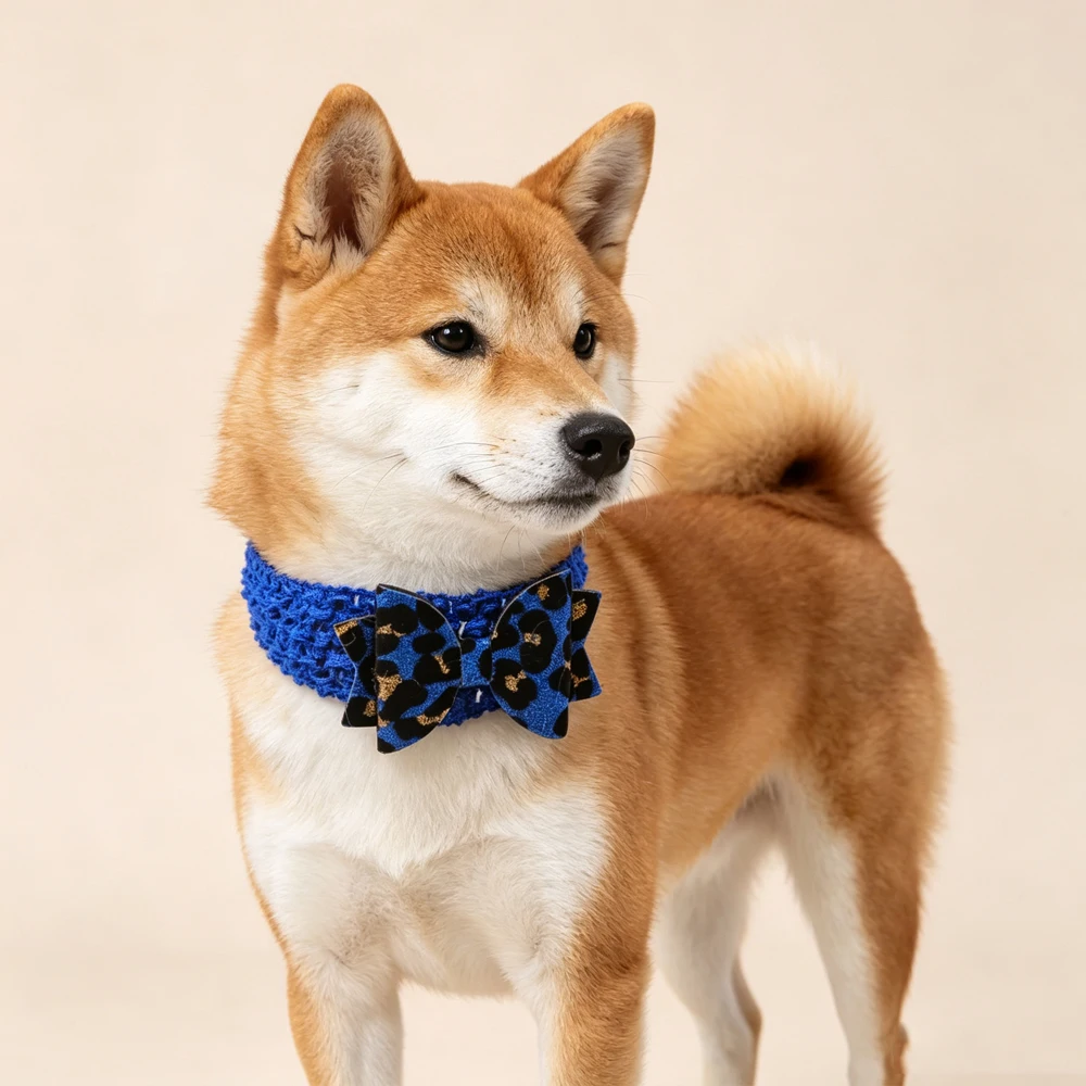 Collar elástico con lazo leopardo para perros y gatos - imagen 5