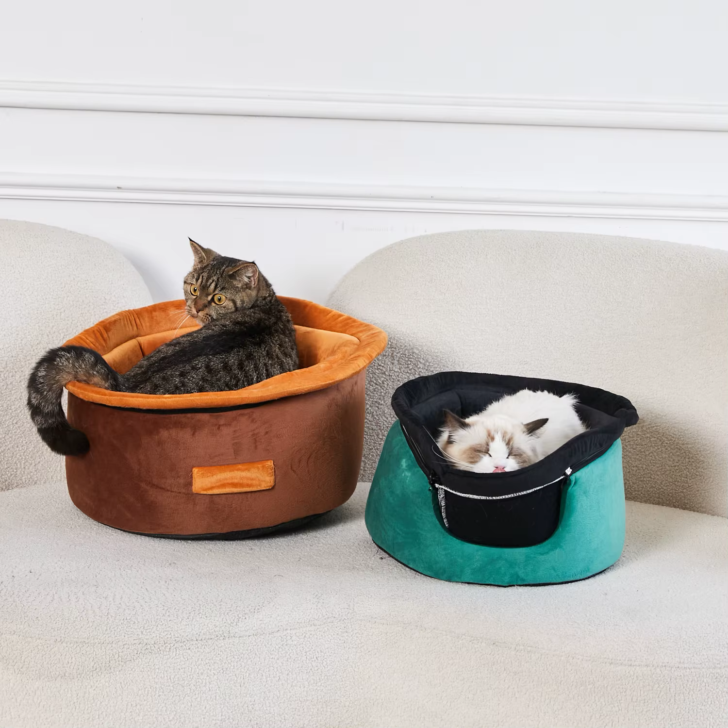 Cama para gatos desmontable cálida de invierno, cueva tipo sombrero - imagen 4