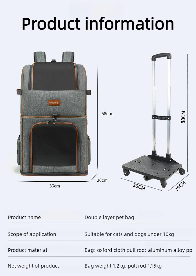 Mochila doble para mascotas con compartimentos independientes