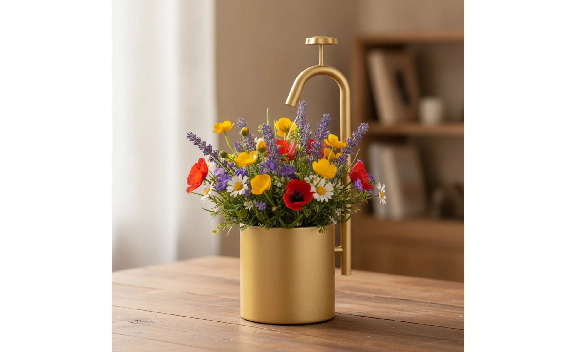 Maceta con grifo en combinación con otros objetos decorativos