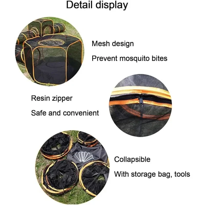 Valla plegable 6 en 1 para gatos con túnel – Corralito interior y exterior - imagen 3