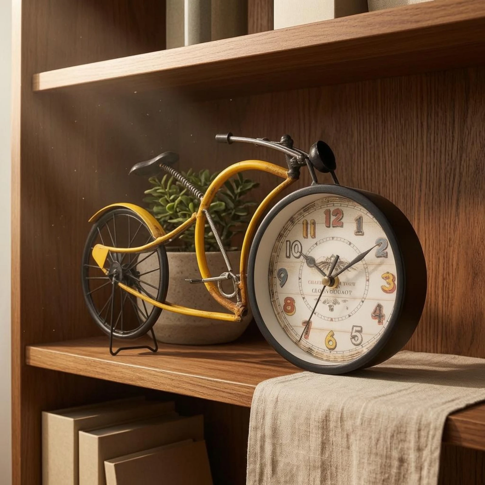 Reloj de pared vintage con forma de bicicleta, decoración artesanal - imagen 4