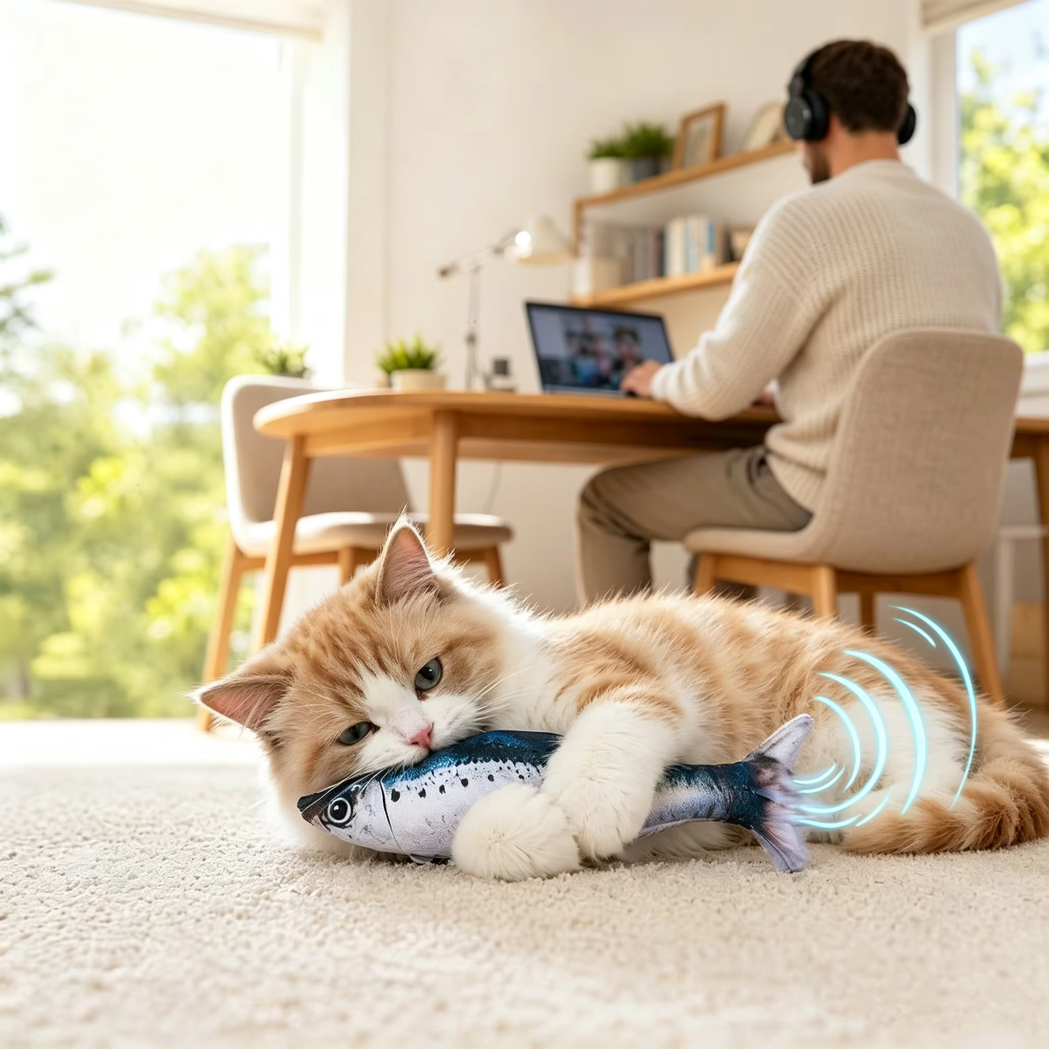Juguetes interactivos para gatos, pez saltarín con carga USB-C - imagen 4