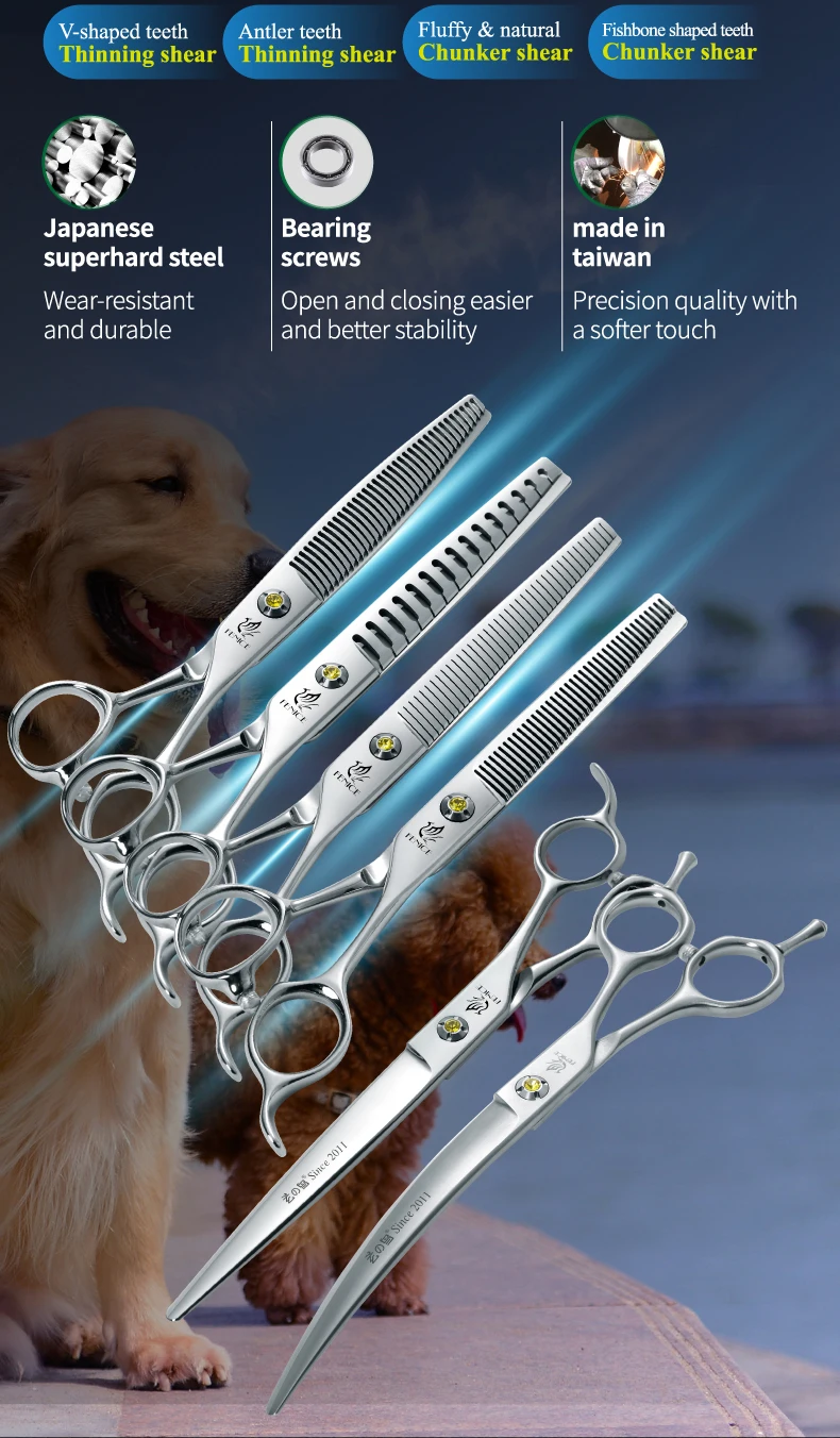 Tijeras rectas y entresacadoras Fenice para perros