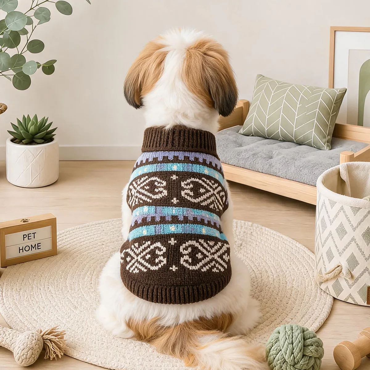 Jersey cálido de punto a rayas para perros y gatos pequeños - imagen 3
