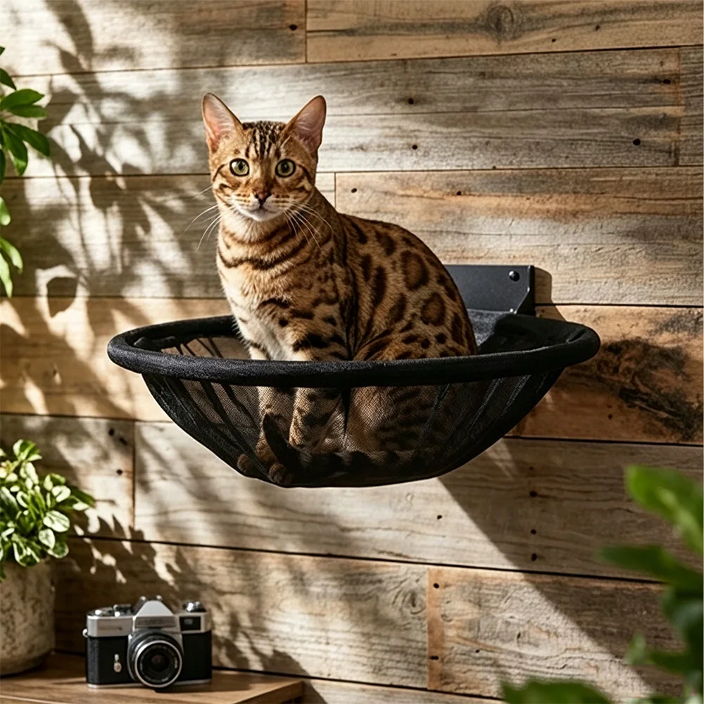 Hamaca de pared para gatos en felpa suave y malla transpirable - imagen 2