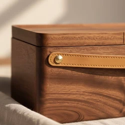 Caja organizadora de madera de nogal portátil – Almacén compacto de té para exterior