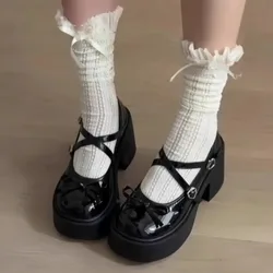 Zapatos Mary Jane tacón grueso para mujer – Lazo y cuero