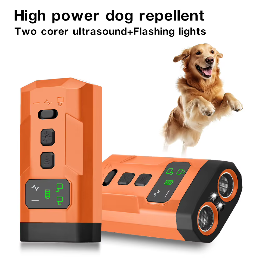 Vista lateral del repelente ultrasónico para perros mostrando su tamaño compacto