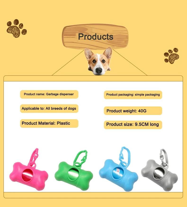 Dispensador de bolsas forma de hueso visto de frente