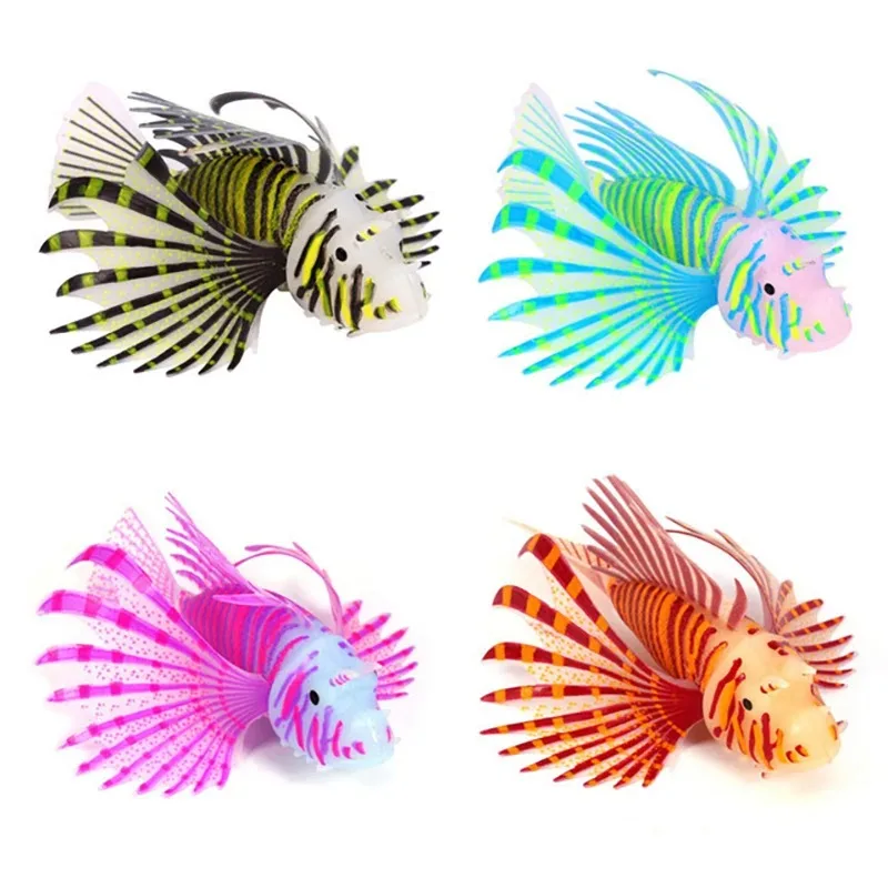 Decoración luminosa pez león para acuario – Silicona brilla en oscuridad