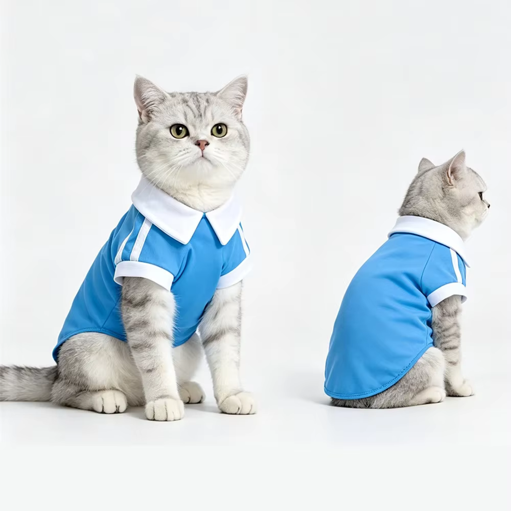 Gato luciendo la camiseta polo estilo deportivo