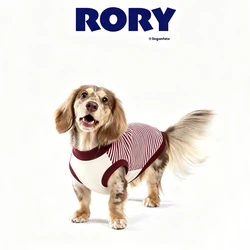 Chaleco sin mangas de algodón a rayas para dachshund – Primavera y verano