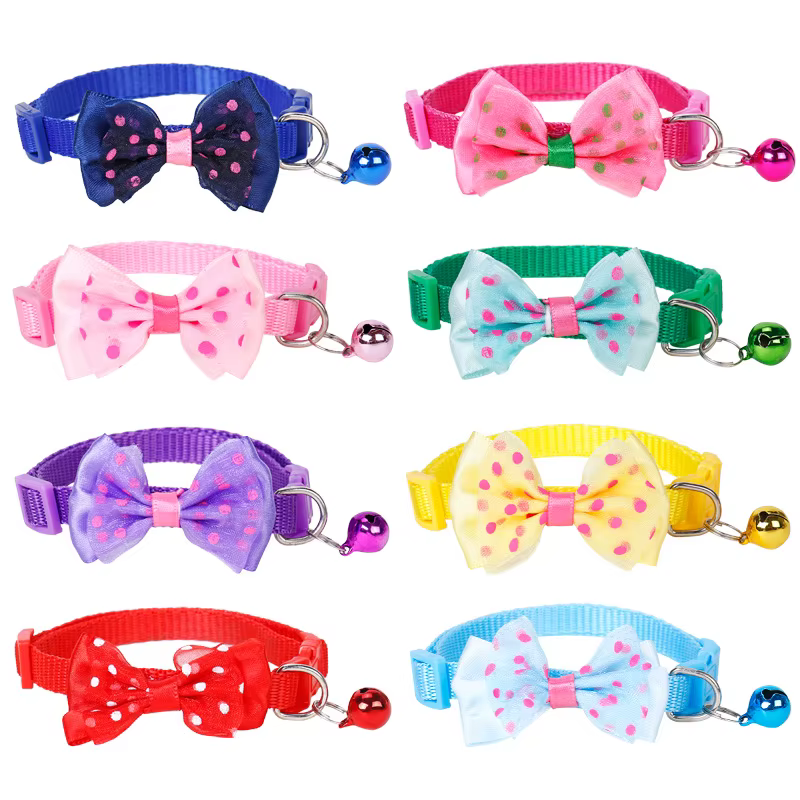 Collar con campana y lazo suave para gato y perro – moda elegante - imagen 3
