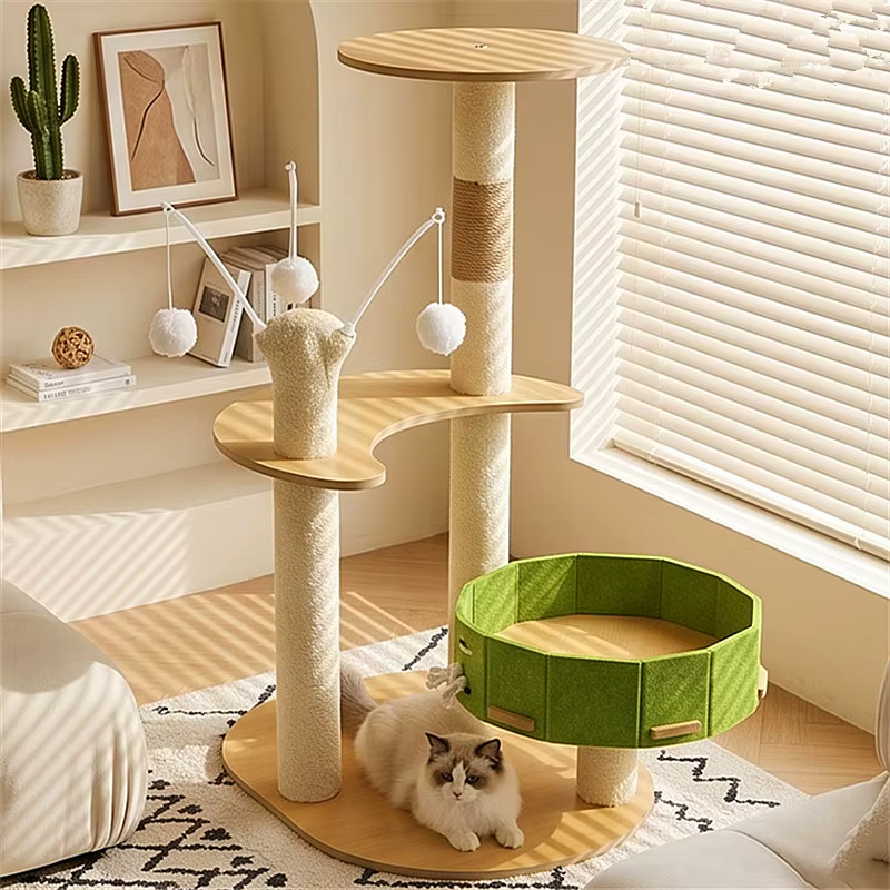 Árbol rascador para gatos con protector de sofá, torre y juguetes