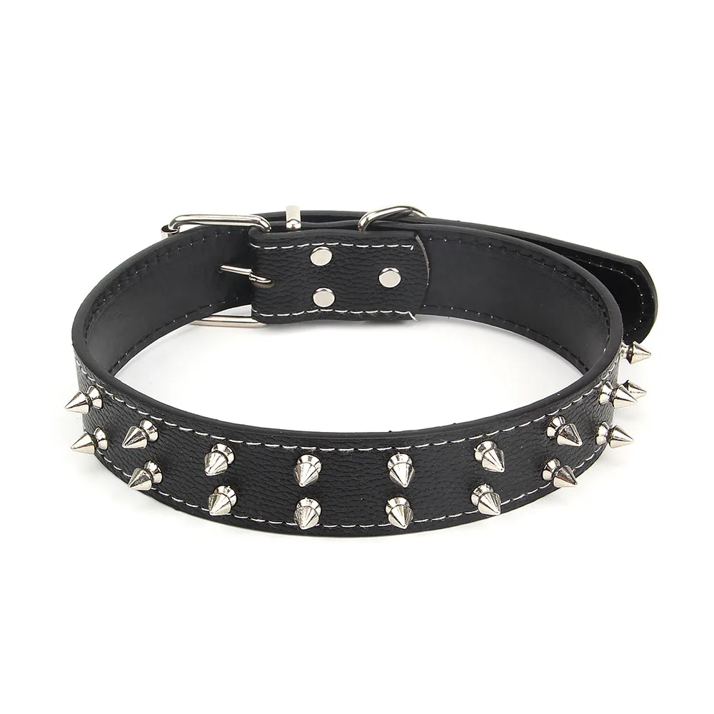Collar punk de cuero PU con picos para perro mediano y grande