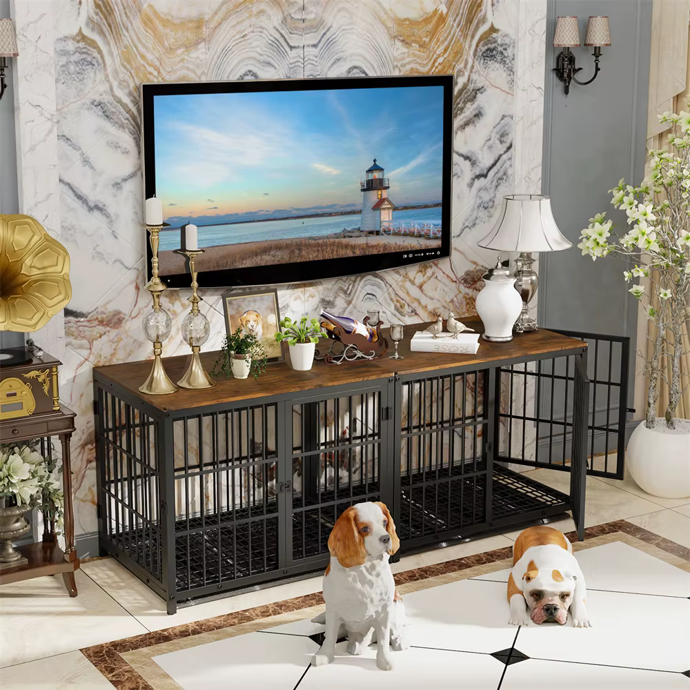 Jaula de madera estilo mueble robusta para perros pequeños y grandes - imagen 5
