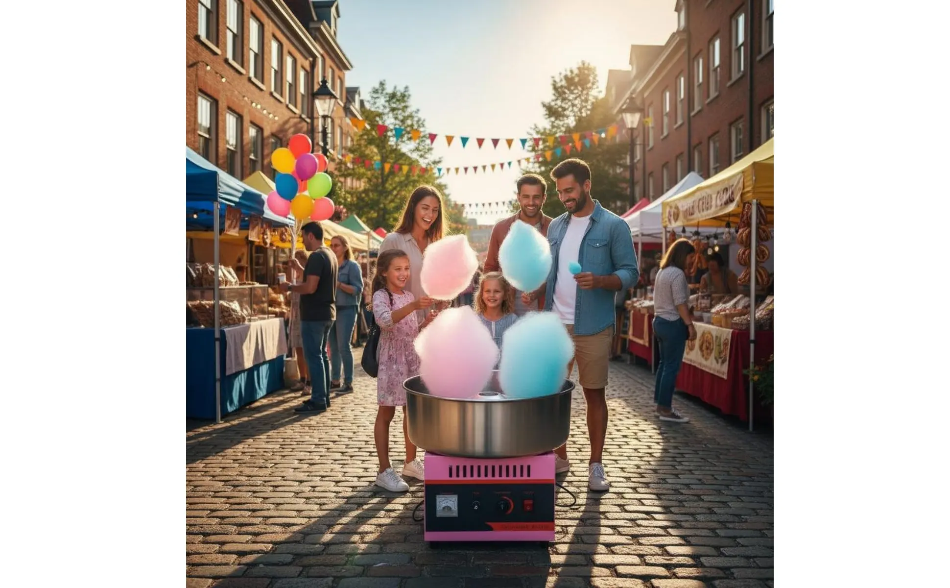 Máquina de algodón de azúcar eléctrica con recipiente de acero inoxidable