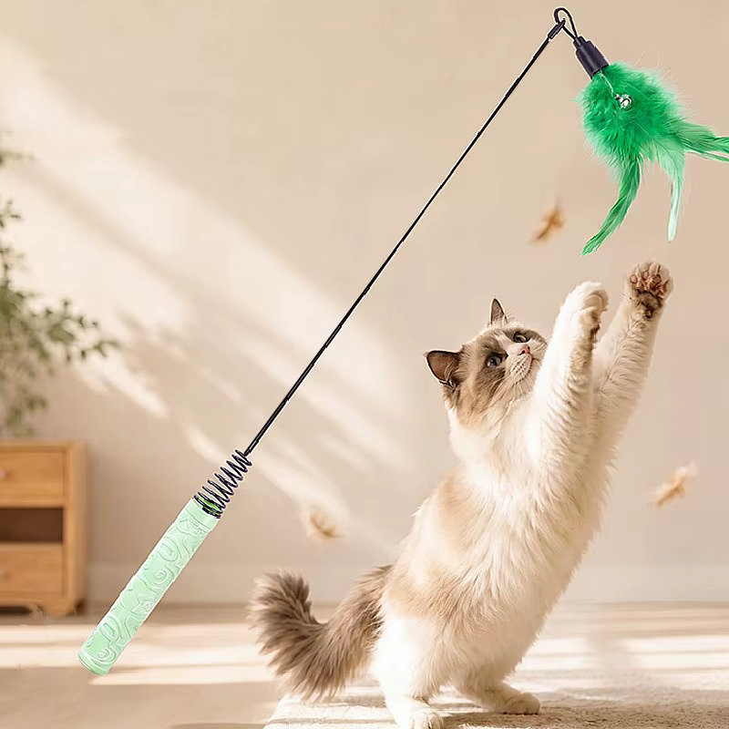 Varita interactive con plumas y campana para gatos - imagen 2