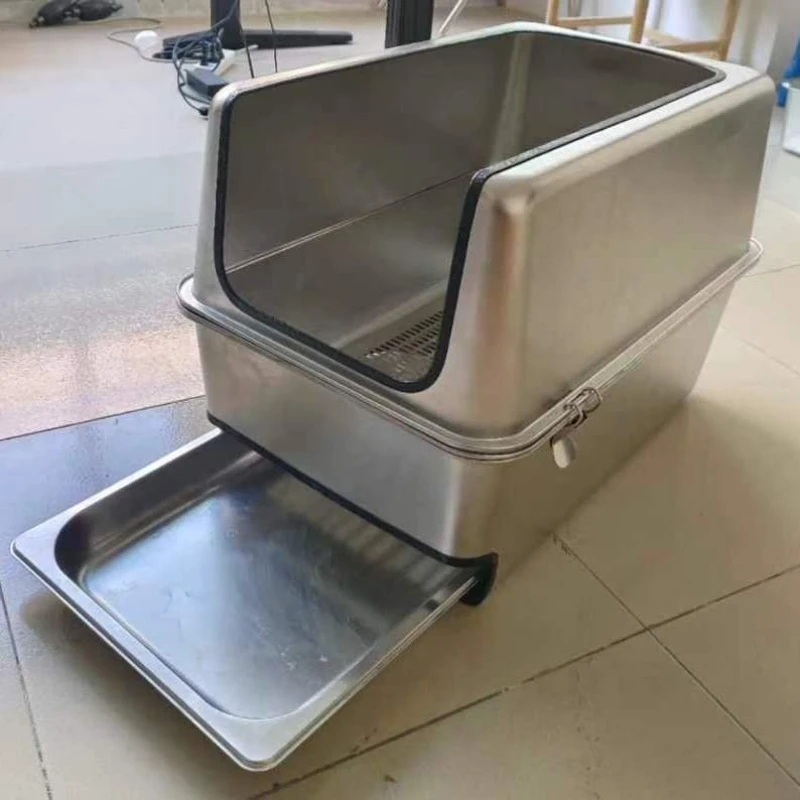Caja de arena para gatos de acero inoxidable - vista rápida