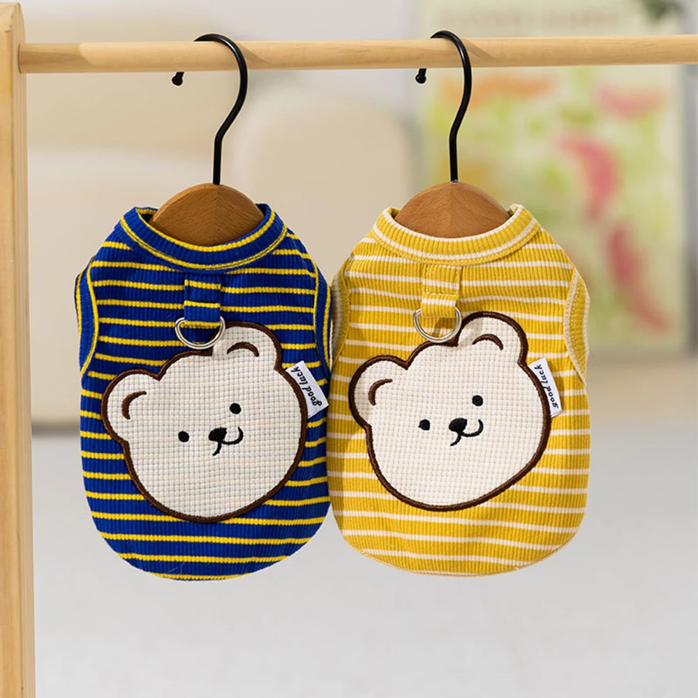 Chaleco de verano para perros pequeños con diseño de oso rayado