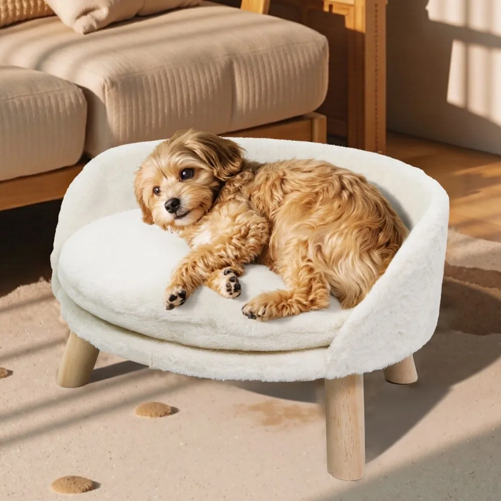 Cama sofá elevada para perros y gatos con respaldo acolchado - imagen 2