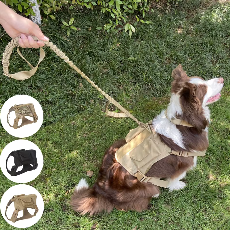 Arnés ajustable táctico para perros y gatos, con asa y bolsa - imagen 2