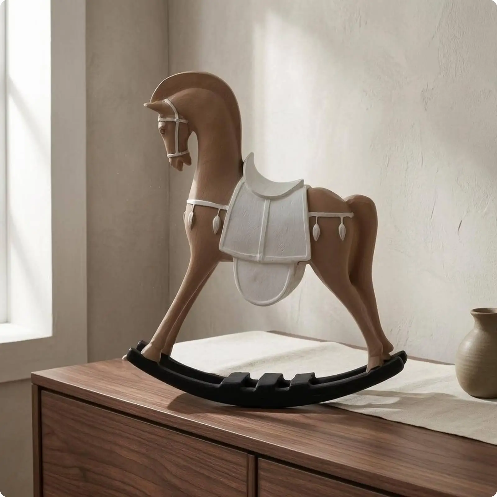 Figura de caballo montado decorativo de resina