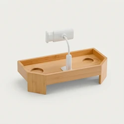 Bandeja Bañera Ajustable para Gatos y Perros – Organizador de Bambú con Soporte Tablet