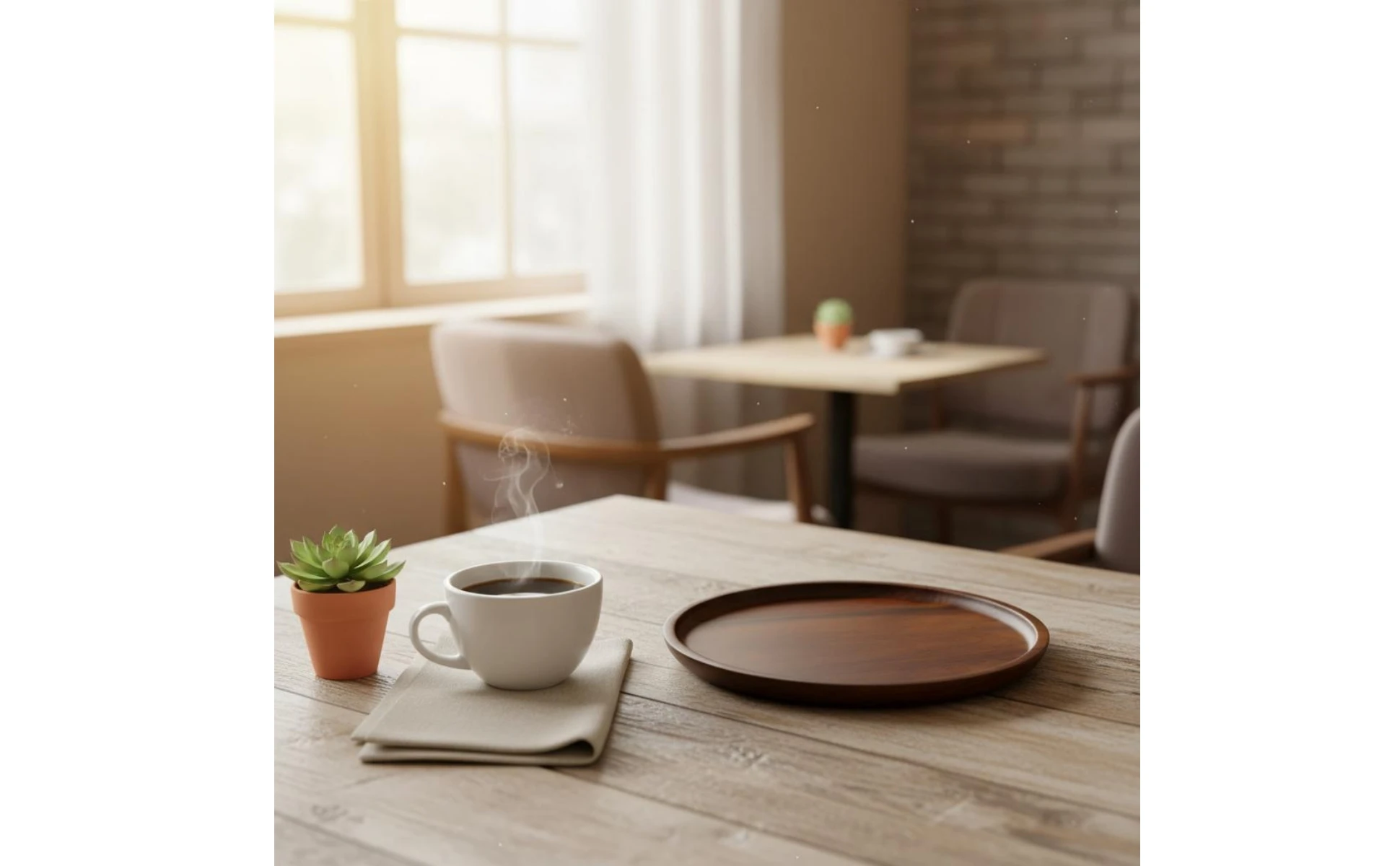 Bandeja de té minimalista de madera, diseño circular
