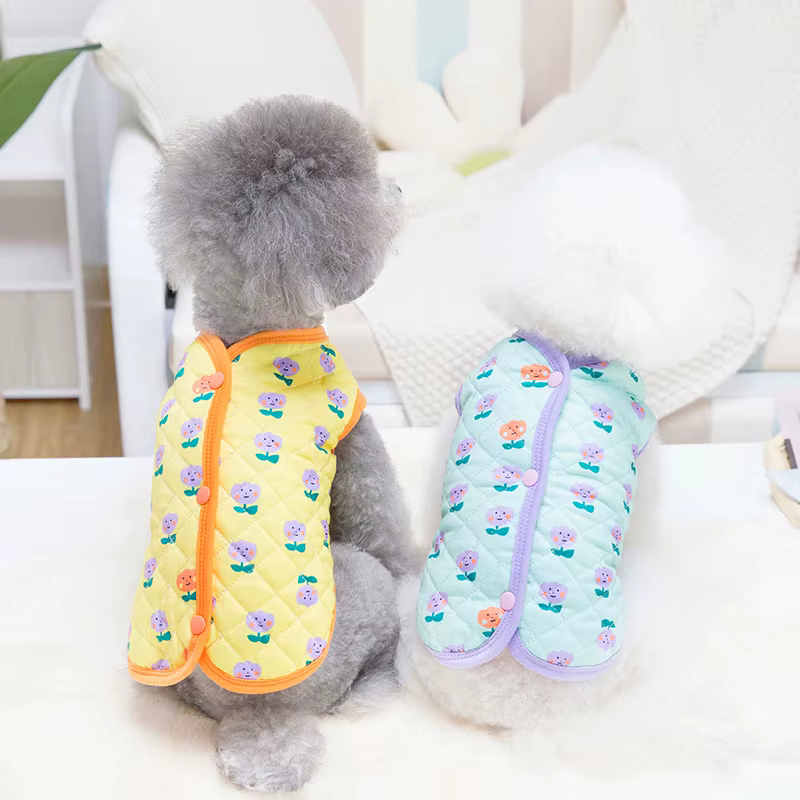 Abrigo térmico floral de algodón para perro, otoño e invierno - imagen 2
