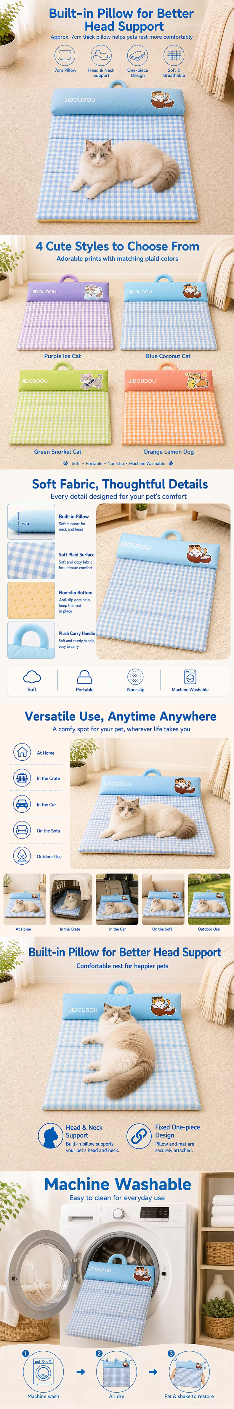 Colchoneta de verano plegable con almohada