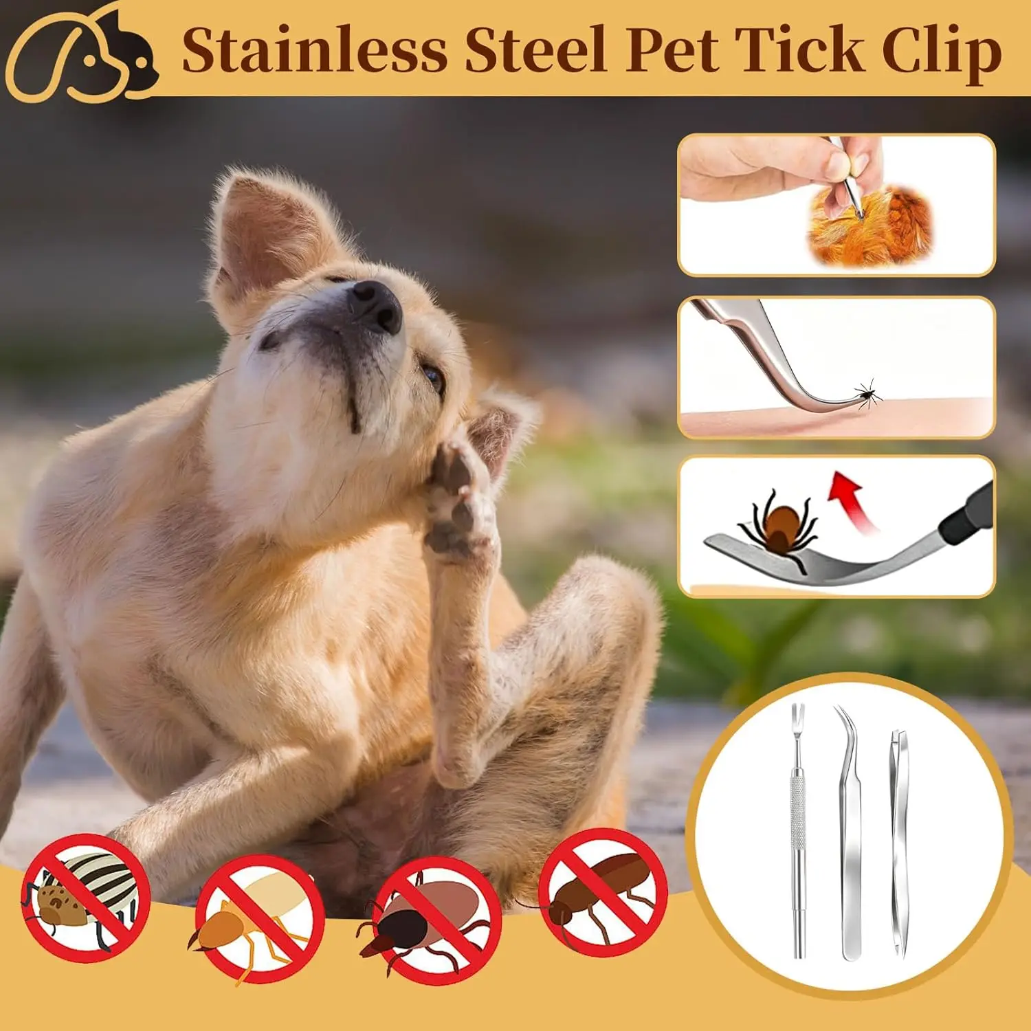 Juego pinzas portátiles para quitar garrapatas en perros y gatos - imagen 5