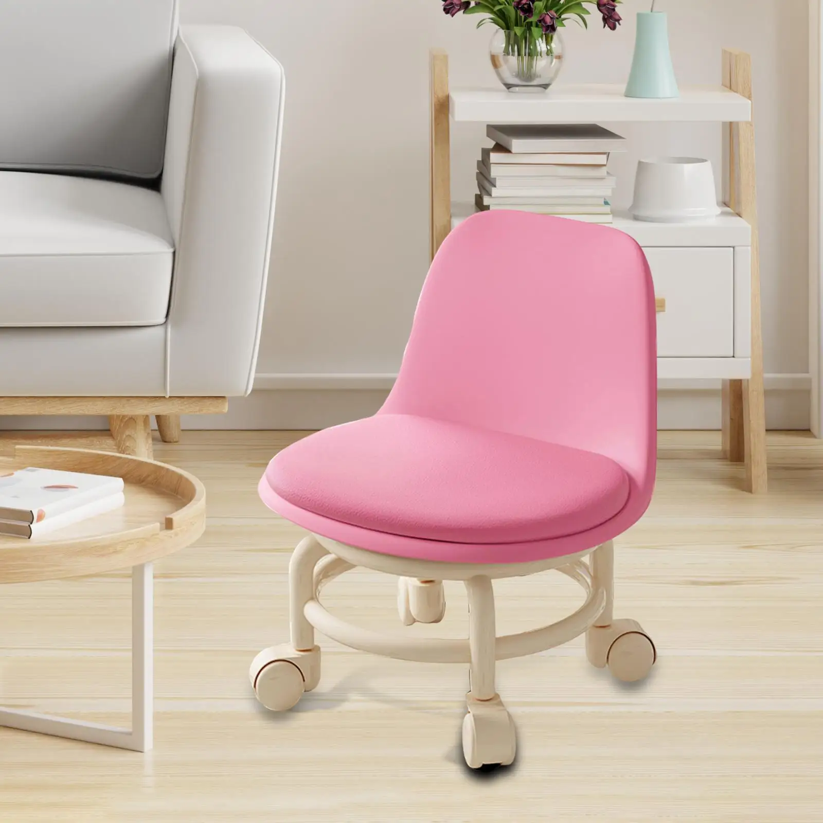 Taburete rodante ajustable con ruedas, diseño moderno para hogar - imagen 3