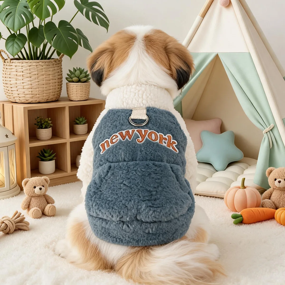Abrigo con Capucha para Perros Pequeños – Felpa y Lana de Cordero Otoño-Invierno - imagen 5