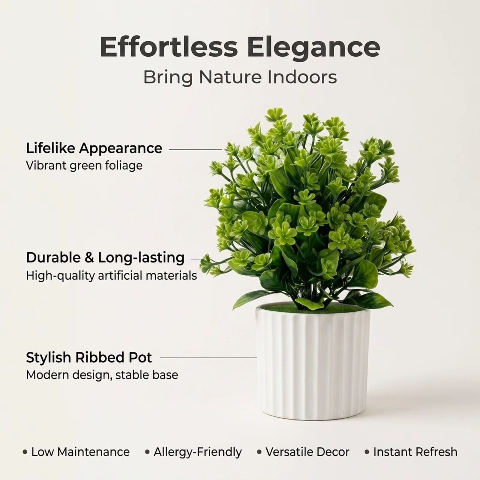 Planta artificial en maceta mini para decorar, segura gatos y perros - imagen 2
