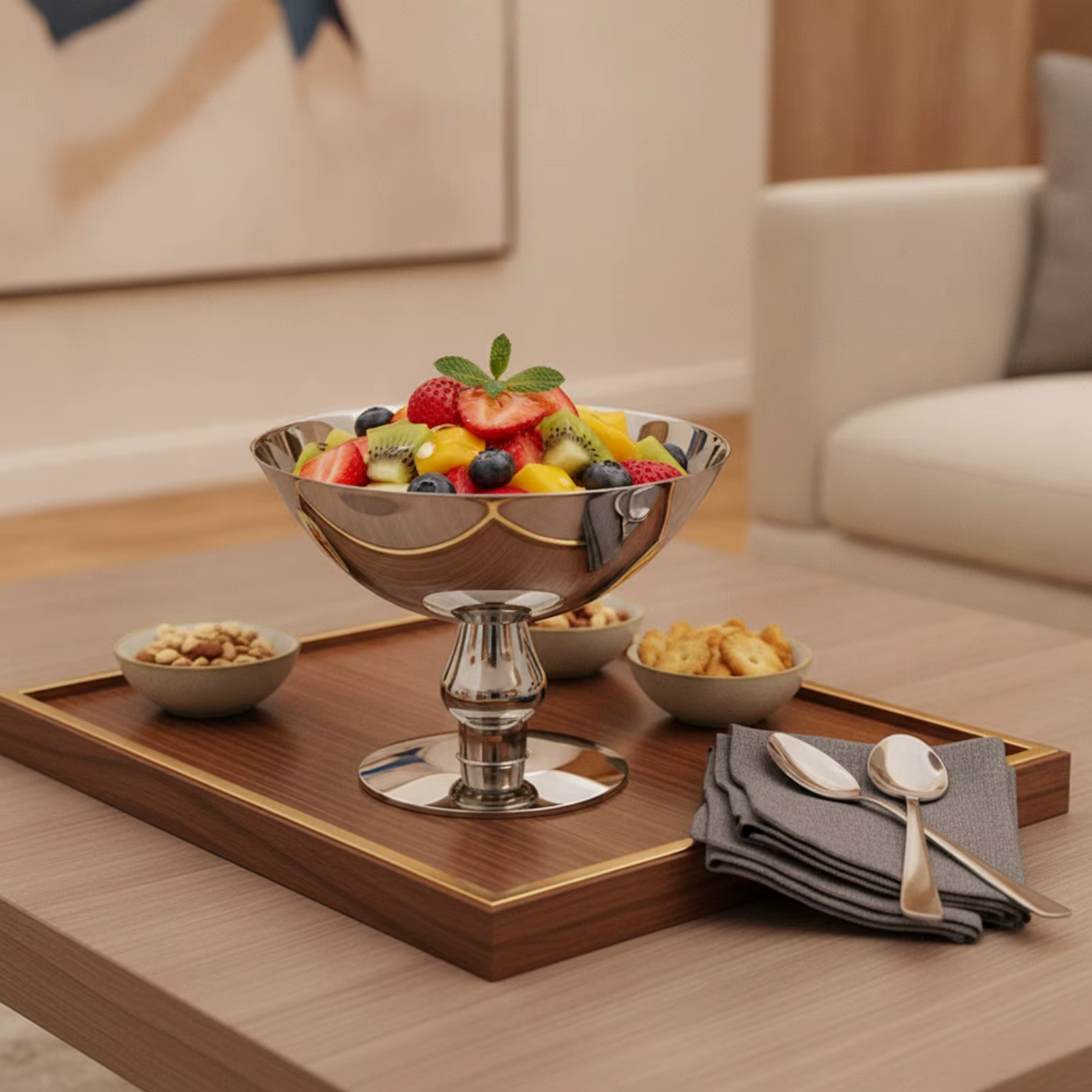 Plato con pedestal para frutas y postres – Tazón moderno y elegante - imagen 3