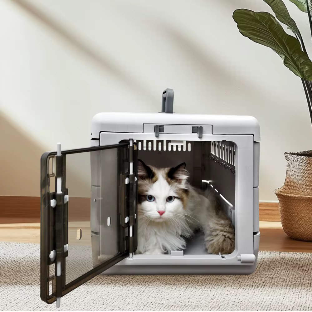 Transportín plegable con cerradura para gatos – Jaula de viaje para coche - imagen 2