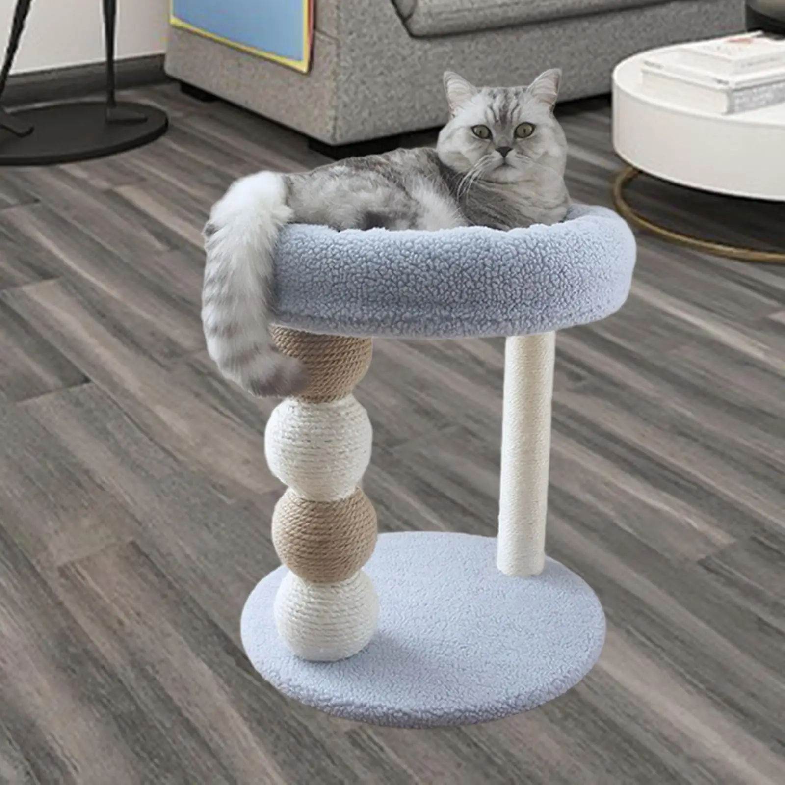Rascador para gatos Serenable con poste de sisal y base acolchada