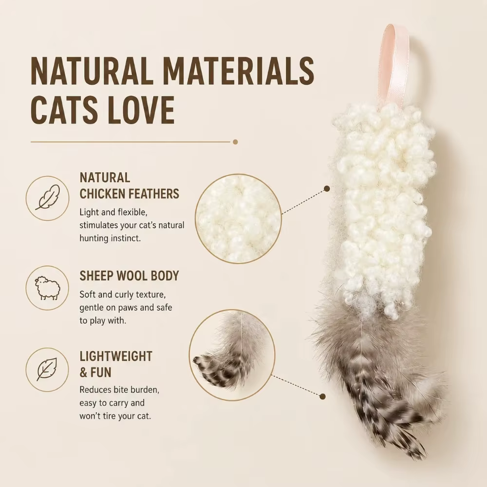 Juguete de plumas y lana resistente para gato y perro masticar seguro - imagen 4