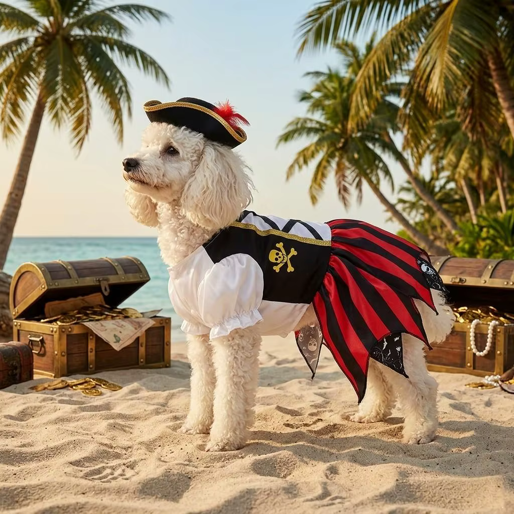 Disfraz de pirata para cachorros y gatos pequeños