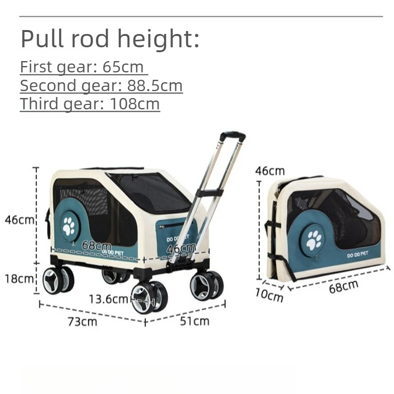 Carrito de paseo con mango telescópico y malla para perros y gatos - imagen 4
