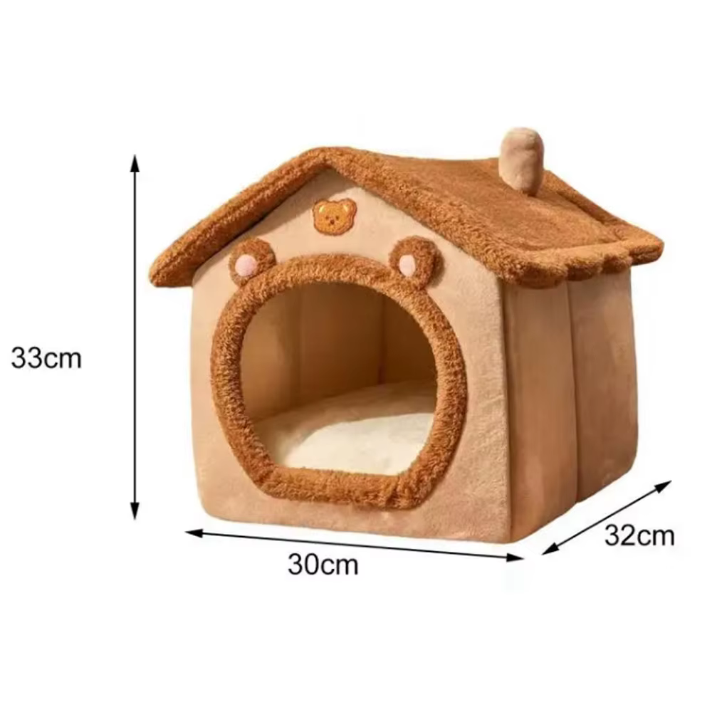 Cama nido cerrada en forma P para gatos y perros pequeños invierno - imagen 5